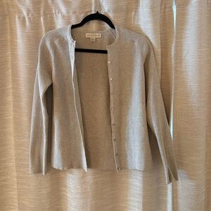 Casual Corner Gray Cardigan Sweater Lightweight Knit